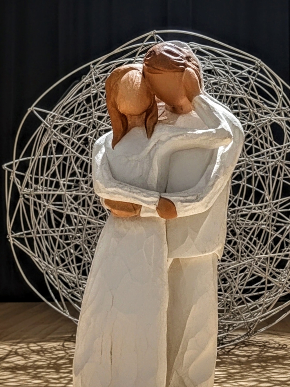 Willow Tree Couple Embrace Sculpture - White and Brown